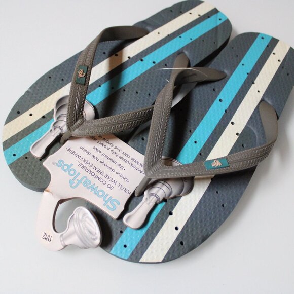Showaflops Multicolor Slide Anti-Slip Shower Sandals Mens Black Size 11/12 NWT - Picture 1 of 8